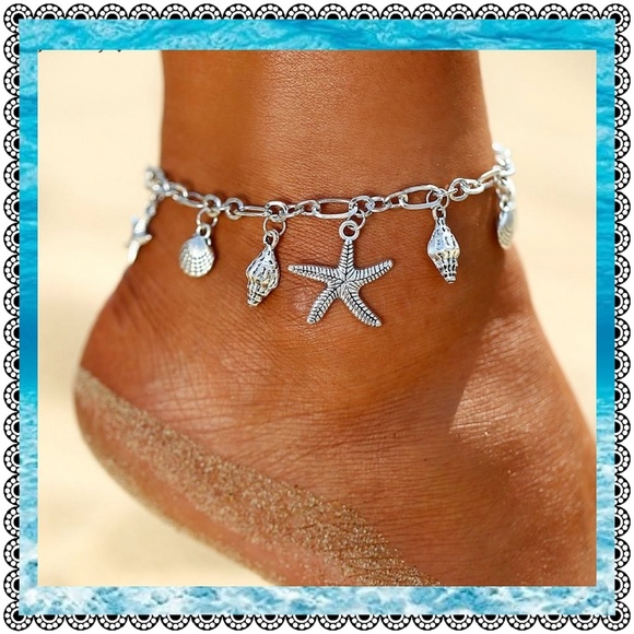 Jewelry - Seashell charms anklet, silvertone
